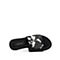 思加图2018年夏季专柜同款黑色绣花布虎头装饰凉拖鞋9JH14BT8
