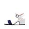 思加图2018年夏季专柜同款拼色皮配布简约女皮凉鞋9O205BL8