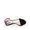 思加图2018年夏季专柜同款黑色羊绒皮革一字带女皮凉鞋9O806BL8