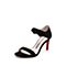 思加图2018年夏季专柜同款黑色羊绒皮革一字带简约女皮凉鞋9O920BL8