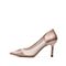 思加图2018年春季专柜同款粉色羊皮网布宽版女浅口鞋9I215AQ8