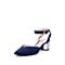 STACCATO/思加图2018年春季专柜同款深蓝色羊绒皮革女皮凉鞋9YD37AH8