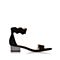 STACCATO/思加图2018年春季专柜同款黑色羊绒皮革波浪一字带女皮凉鞋9US04BL8