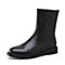 STACCATO/思加图2018冬季新款黑色牛皮革短筒女皮靴N4703DZ8