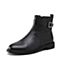 STACCATO/思加图2018冬季新款黑色牛皮革短筒女皮靴N4701DD8