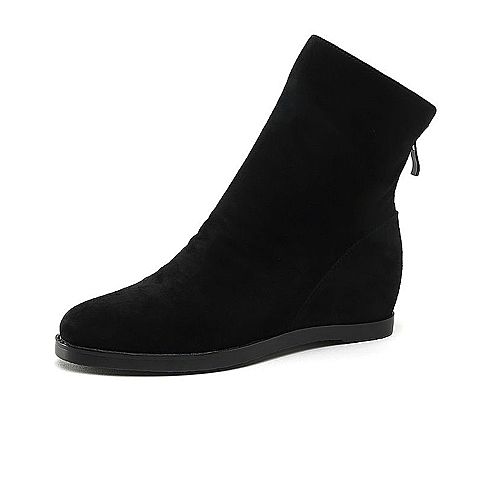STACCATO/思加图2018冬季新款黑色羊绒皮革绒里女皮靴C1101DD8