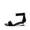 思加图夏季新款拉链一字式异形中跟优雅女纯凉鞋9DU01BL9