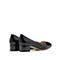 思加图2022春季新款小圆头粗跟浅口鞋金属装饰单鞋女皮鞋EDQ01AQ2