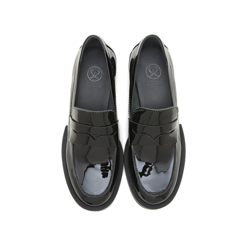 思加图2023春季新款简约圆头一脚蹬乐福鞋粗跟单鞋女皮鞋9UL02AM3