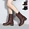 Tata/他她 冬季专柜同款 女士深棕软牛皮/深棕软牛冲孔女皮靴（绒里）2XZ63DZ3
