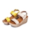 Tata/他她夏季专柜同款米软牛皮镂空舒适坡跟女皮凉鞋2NT70BL5