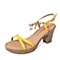 Tata/他她夏季专柜同款黄色羊皮时尚优雅女皮凉鞋2VP09BL5专柜1