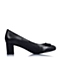 Tata/他她秋季专柜同款黑色时尚舒适牛皮女单鞋2TXA1CQ5