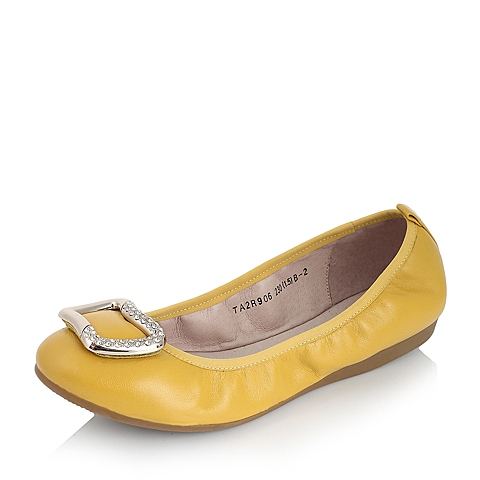 Tata/他她秋季专柜同款黄色羊皮浅口女单鞋2R906CQ5