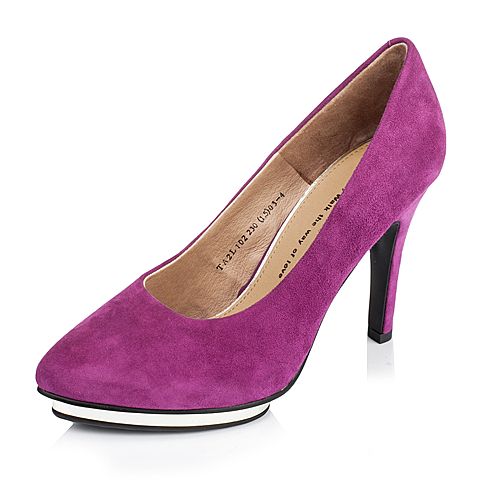 Tata/他她秋季专柜同款紫色羊皮简约优雅高跟女单鞋2L102CQ5