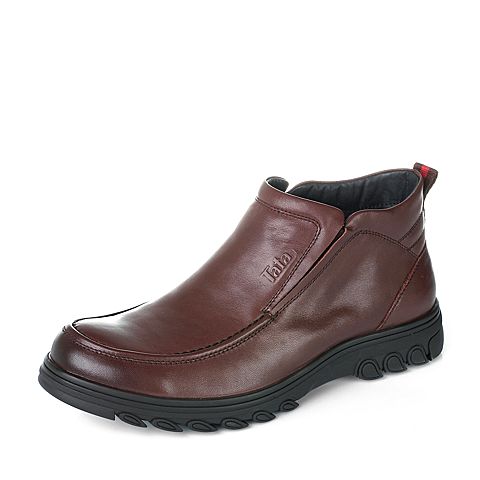 Tata/他她冬季专柜同款棕色牛皮男靴（绒里）VV47RDD5
