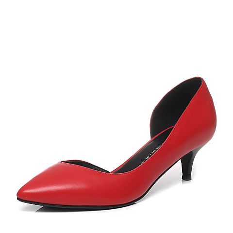 Tata/他她春专柜同款红色小牛皮时尚潮流中跟女皮凉鞋2NC02AK6