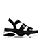Tata/他她夏季黑色小牛皮活力运动风舒适坡跟女凉鞋2PJ01BL6