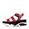 Tata/他她夏季红小牛皮活力运动风舒适坡跟女凉鞋2PJ01BL6