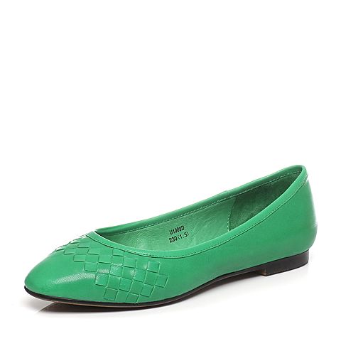Tata/他她春季专柜同款绿色羊皮时尚休闲女单鞋U1001AQ6
