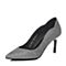 Tata/他她春季专柜同款银黑色贴网亮片布女单鞋V915DAQ6