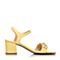 Tata/他她夏季专柜同款黄色羊皮甜美水钻花朵女皮凉鞋2R310BL7