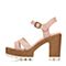 Tata/他她夏季专柜同款粉色牛皮时尚简约女皮凉鞋2W117BL7