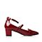 Tata/他她夏季红色漆牛皮时尚皮带扣一字扣带女玛丽珍鞋MLZ21BQ7