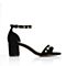 Tata/他她夏季黑色羊皮珍珠脚环扣带圆柱跟女凉鞋FH001BL7