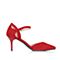 Tata/他她夏季红色羊皮玛丽珍时尚尖头一字扣带女皮凉鞋FD201BK7