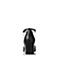 Tata/他她2017秋季黑色牛皮波浪一字带尖头粗跟女凉鞋FIU01CK7