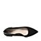 Tata/他她春专柜同款黑色羊皮珍珠尖头猫跟鞋高跟女皮鞋S1028AQ8