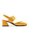 Tata/他她春专柜同款黄色牛皮通勤一字带粗高跟女皮凉鞋FFX01AH8