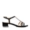Tata/他她夏专柜同款黑色绒布水钻罗马鞋粗跟女凉鞋FJI03BL8