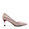 Tata/他她春专柜同款粉色PU革水钻尖头高跟浅口女鞋S1452AQ8