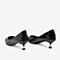 Tata/他她2018秋专柜同款黑色漆牛皮革尖头猫跟鞋通勤女单鞋F0X01CQ8