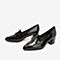Tata/他她2018秋专柜同款黑色漆牛皮革通勤尖头粗高跟浅口女鞋2BC01CQ8
