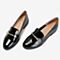 Tata/他她2018秋专柜同款黑色漆牛皮革英伦乐福鞋方跟浅口女鞋FAM14CQ8