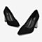 Tata/他她2018秋专柜同款黑色通勤格纹粗高跟浅口女鞋S3016CQ8