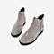 Tata/他她2018秋灰色羊皮革绒面珍珠套脚踝靴方跟女短靴S3A13CD8