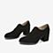 Tata/他她2018秋专柜同款黑色羊皮通勤绑带小圆头粗高跟女单鞋S3A44CM8
