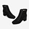 Tata/他她2018秋黑色羊皮革条带方头高跟马丁靴女短靴休闲靴FGPDACD8