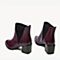 Tata/他她2018冬专柜同款酒红牛皮革尖头套筒粗高跟女短靴2I859DD8
