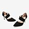 Tata/他她2018秋专柜同款黑色羊皮革条带尖头高跟中空女凉鞋AFF01CK8