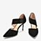 Tata/他她2018秋专柜同款黑色羊皮革条带尖头高跟中空女凉鞋AFF01CK8