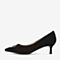 Tata/他她2018秋专柜同款黑色羊皮革水钻尖头猫跟鞋浅口女单鞋AMF01CQ8