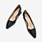 Tata/他她2018秋专柜同款黑色羊皮革通勤尖头粗跟浅口女单鞋AOF01CQ8