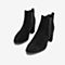 Tata/他她2018冬专柜同款黑色绒面拼接粗高跟踝靴套筒女短靴FON44DD8