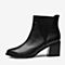 Tata/他她2018冬专柜同款黑色牛皮革尖头套筒粗高跟女短靴2I859DD8