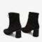 Tata/他她2018冬专柜同款黑色羊皮革金属扣粗跟女短靴FW540DD8
